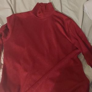 Red mock neck top